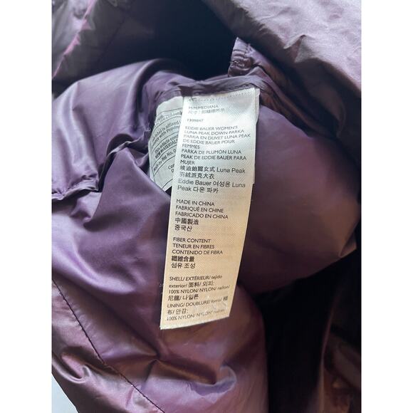 Eddie Bauer ParkaPuffer Jacket Womens M Purple Nylon EB550 Zip Long Sleeve - Picture 4 of 7
